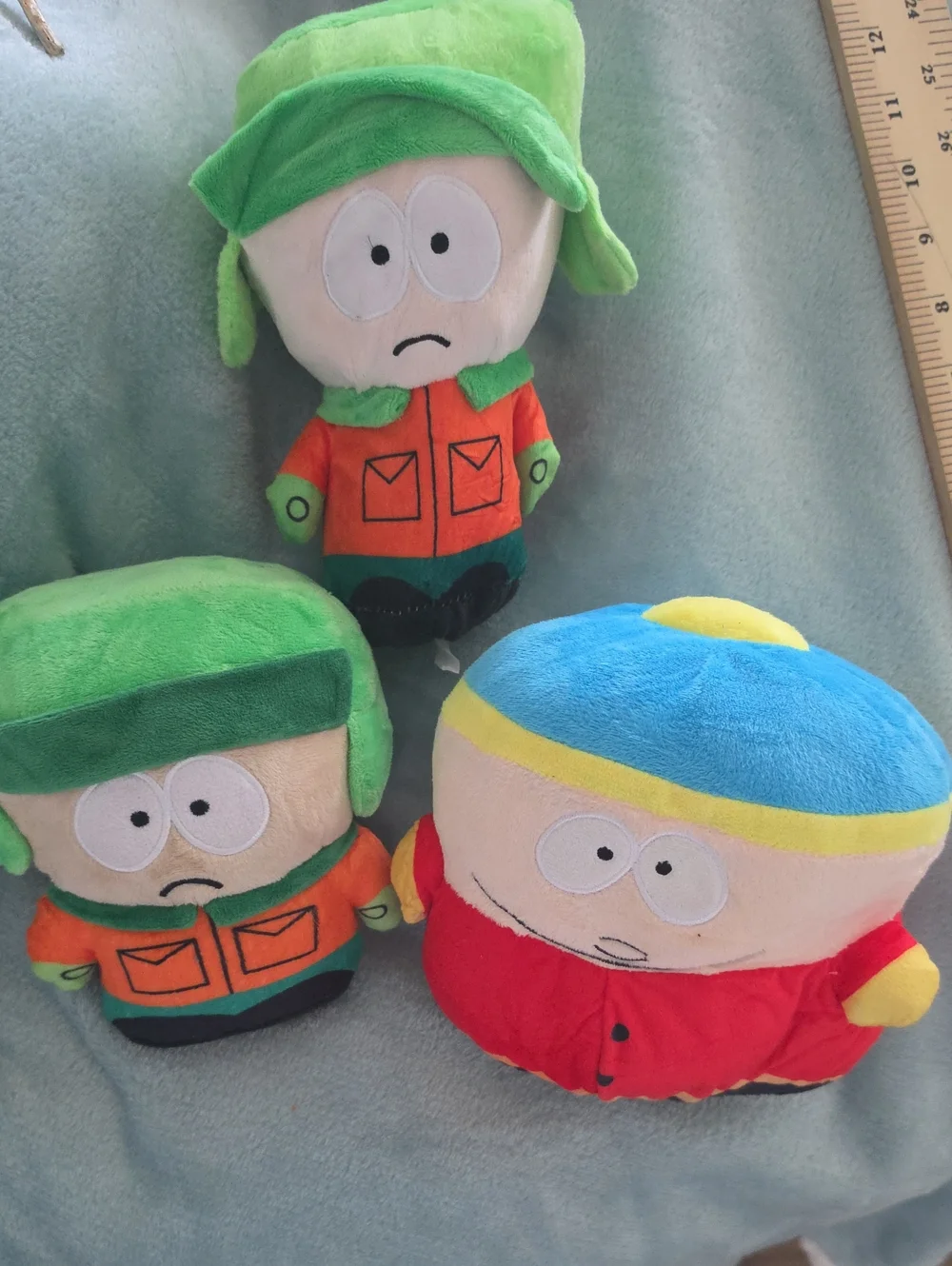 Green and Multicolor Plush Cartoon Characters - Kids Toy Set